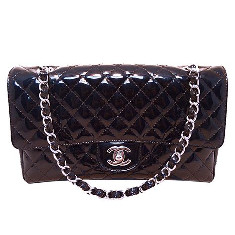 chanel flap bag patent leather|chanel patent leather shoulder bags.